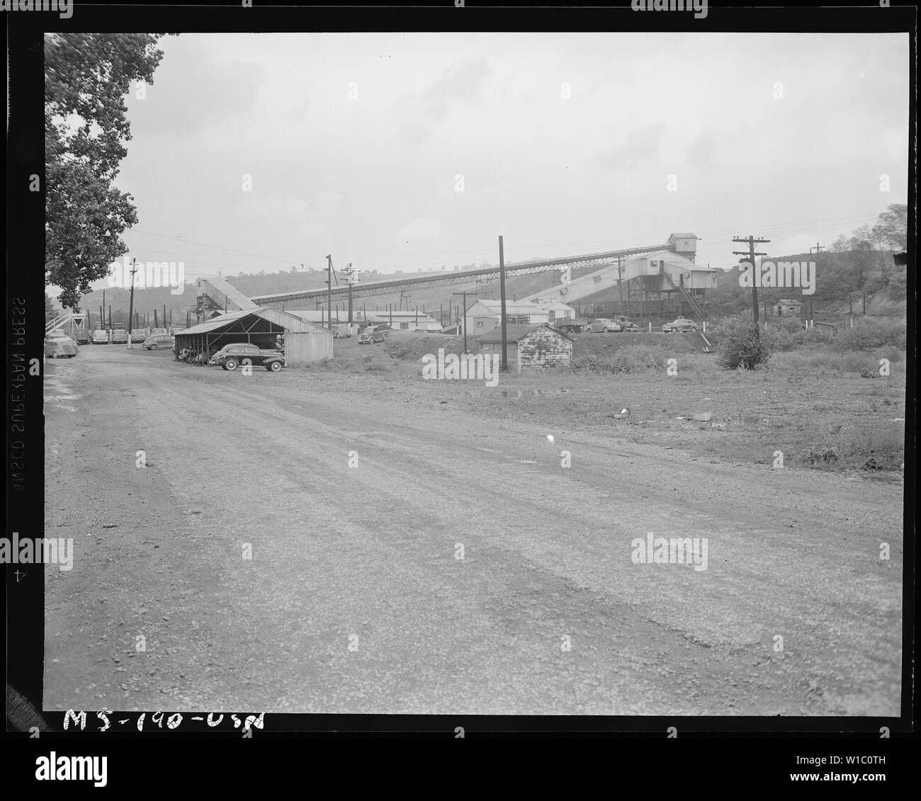 Conveyor and coal loading bin. Pittsburgh Coal Company, Westland Mine