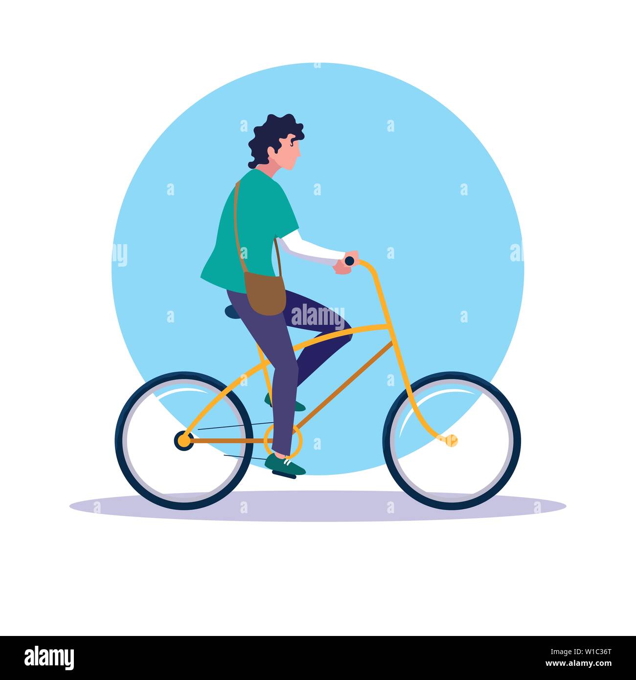 young man riding bike avatar character vector illustration design Stock ...