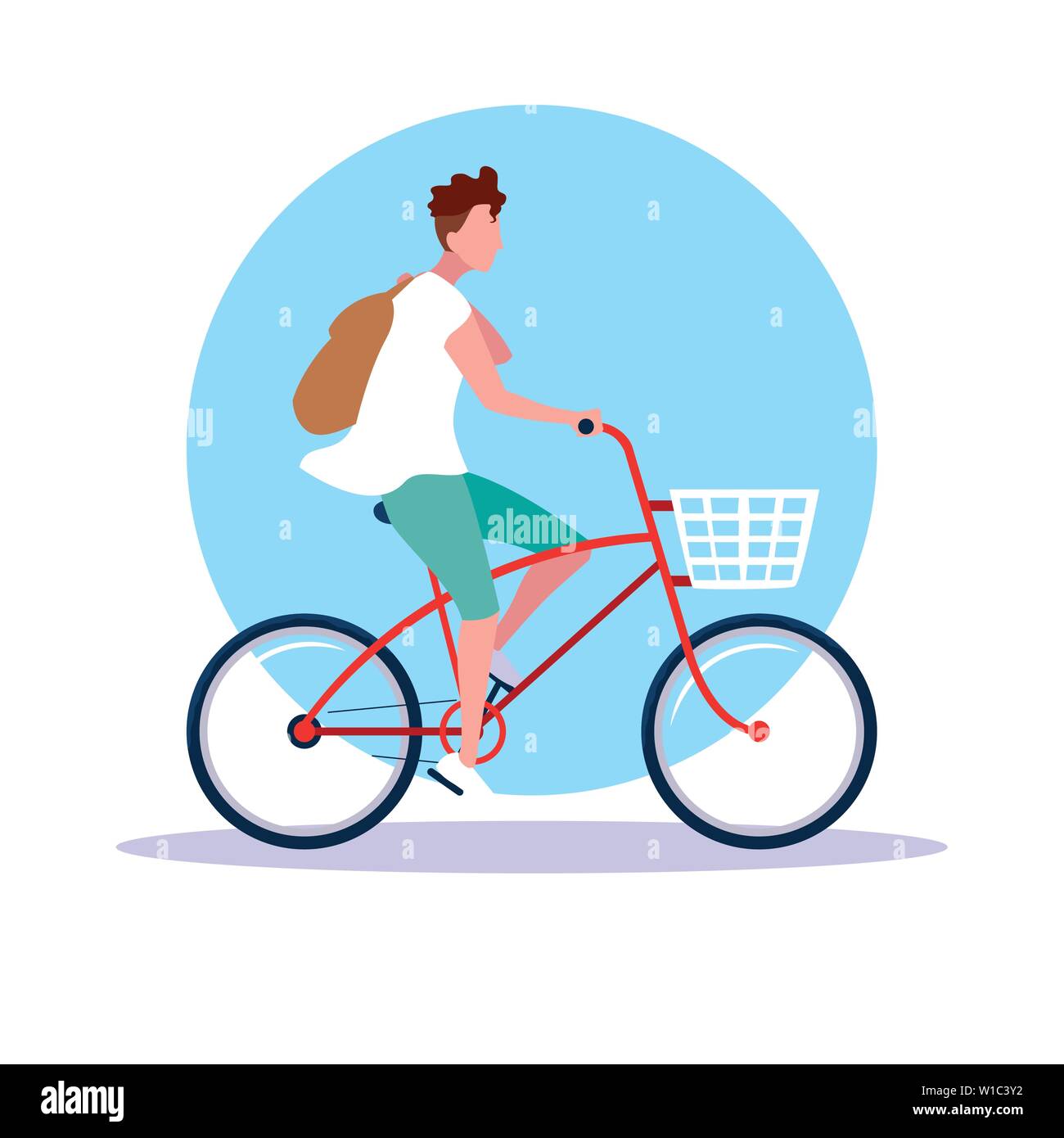 young man riding bike avatar character vector illustration design Stock ...
