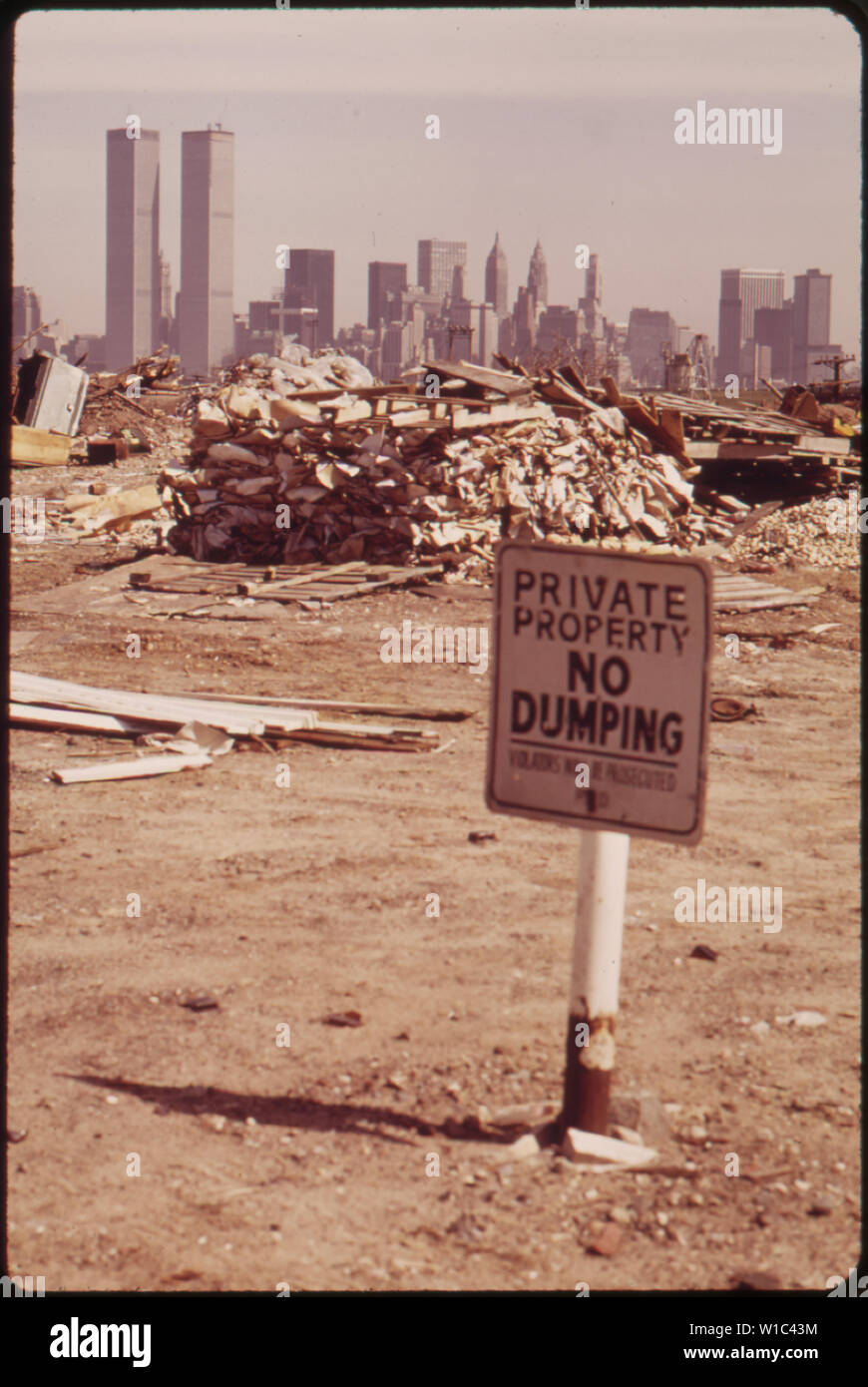 DESPITE WARNING SIGNS, ILLEGAL DUMPING CONTINUES IN THIS AREA JUST OFF THE NEW JERSEY TURNPIKE