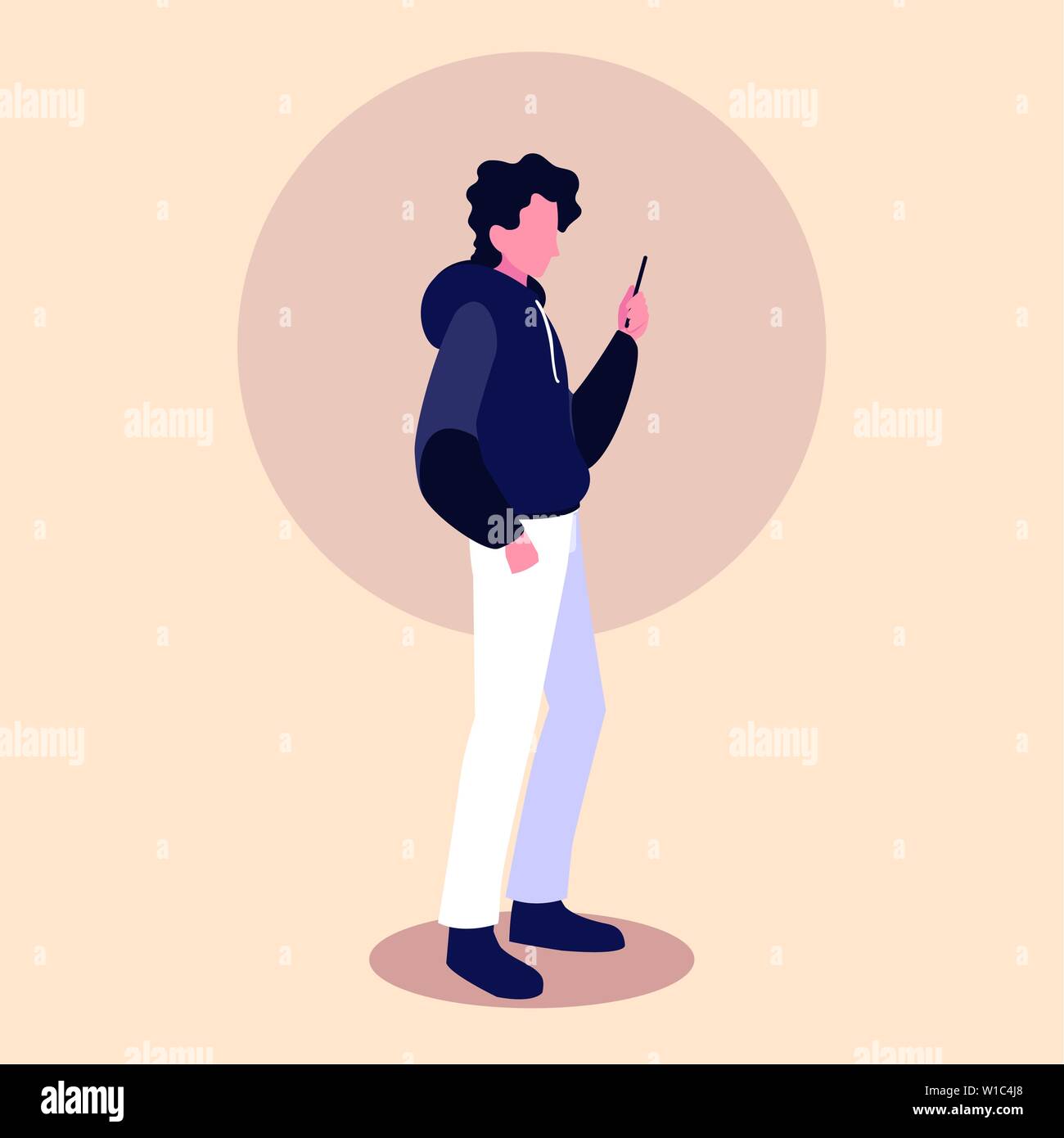 young man using smartphone device vector illustration design Stock ...