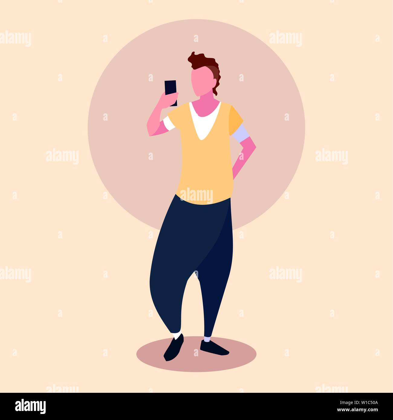 young man using smartphone device vector illustration design Stock ...