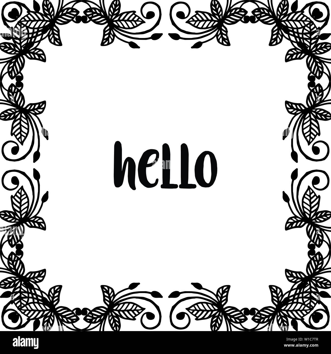 Vector illustration shape of card hello with various wreath frame of ...