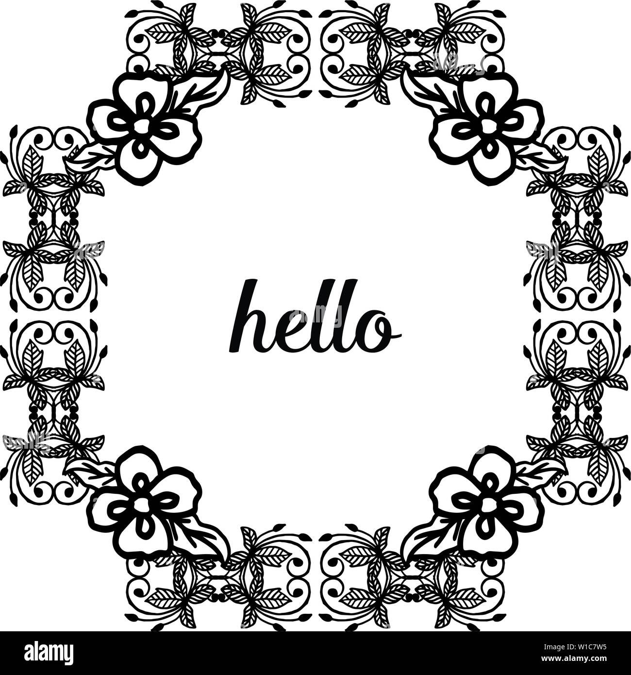 Vector illustration shape of card hello with various wreath frame of ...