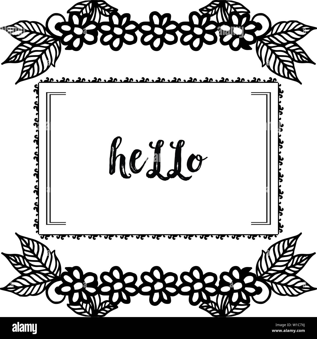 Vector illustration shape of card hello with various wreath frame of ...