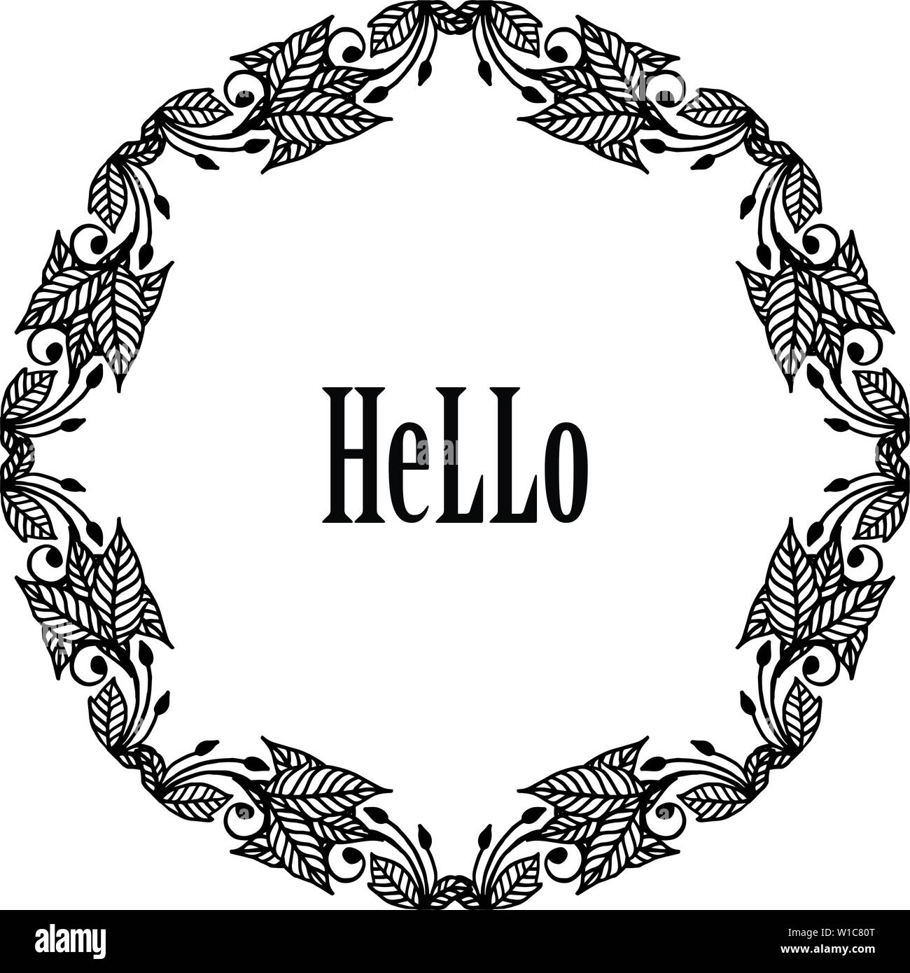 Vector illustration shape of card hello with various wreath frame of ...