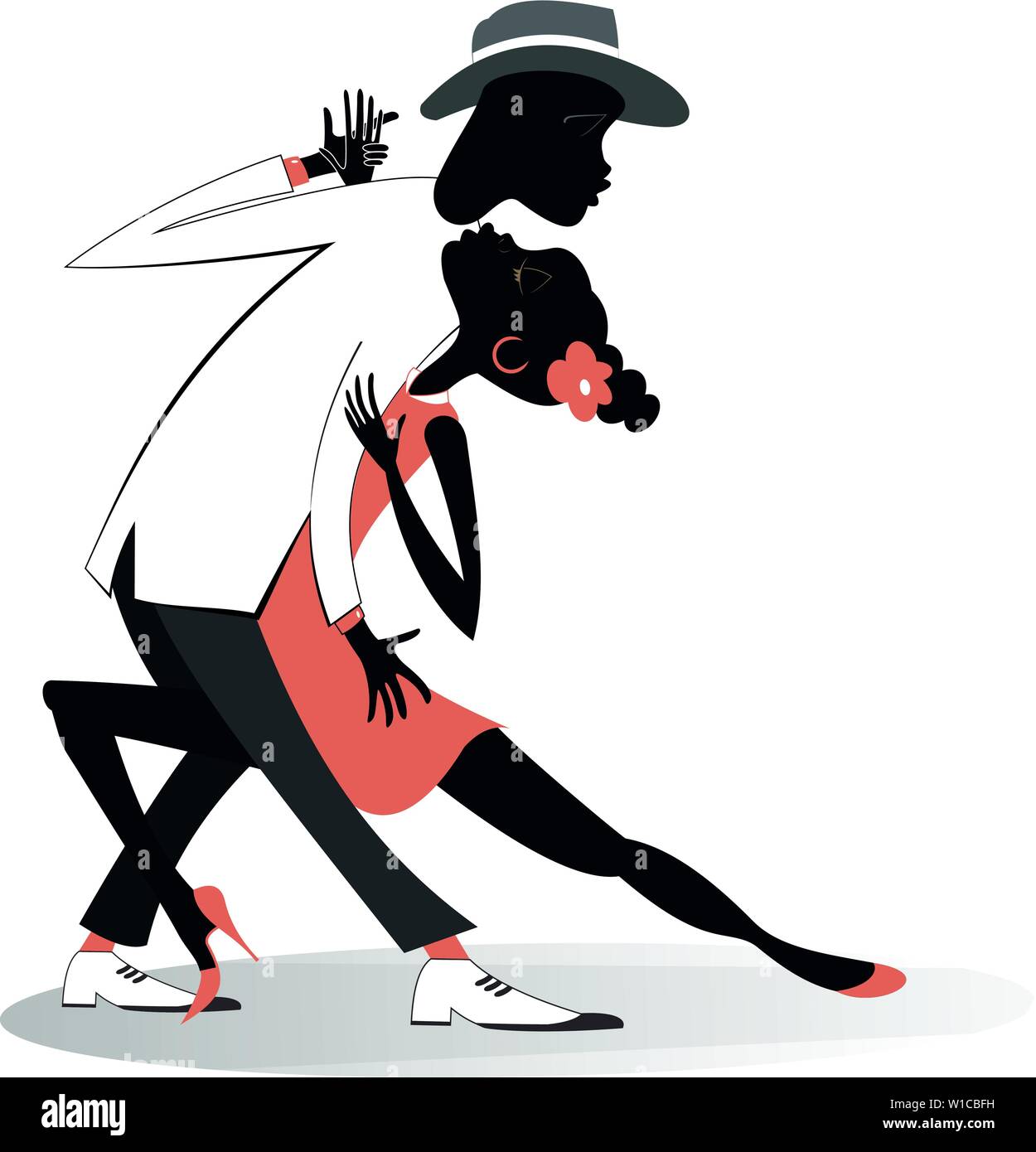 Romantic dancing young African couple isolated illustration. Dancing ...