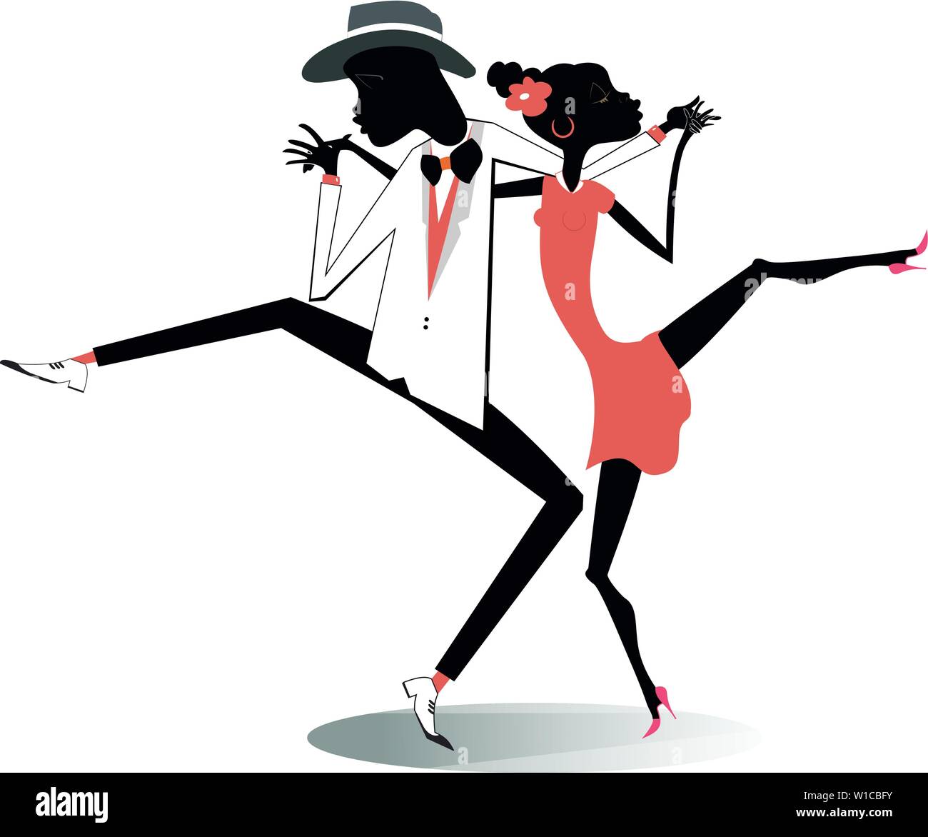 Romantic dancing young African couple isolated illustration. Dancing ...