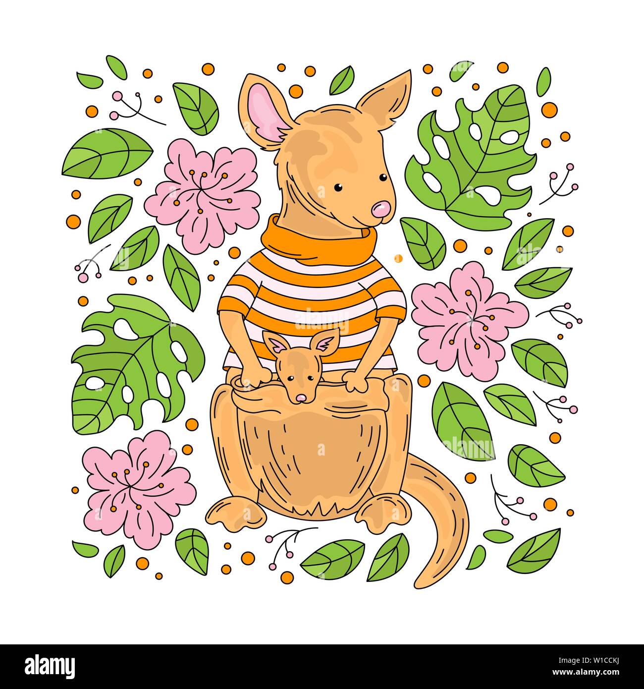 MAMA KANGAROO Australian Animal Cartoon Fairy Tale Nature Illustration Set  for Print Fabric and Decoration Stock Vector Image & Art - Alamy