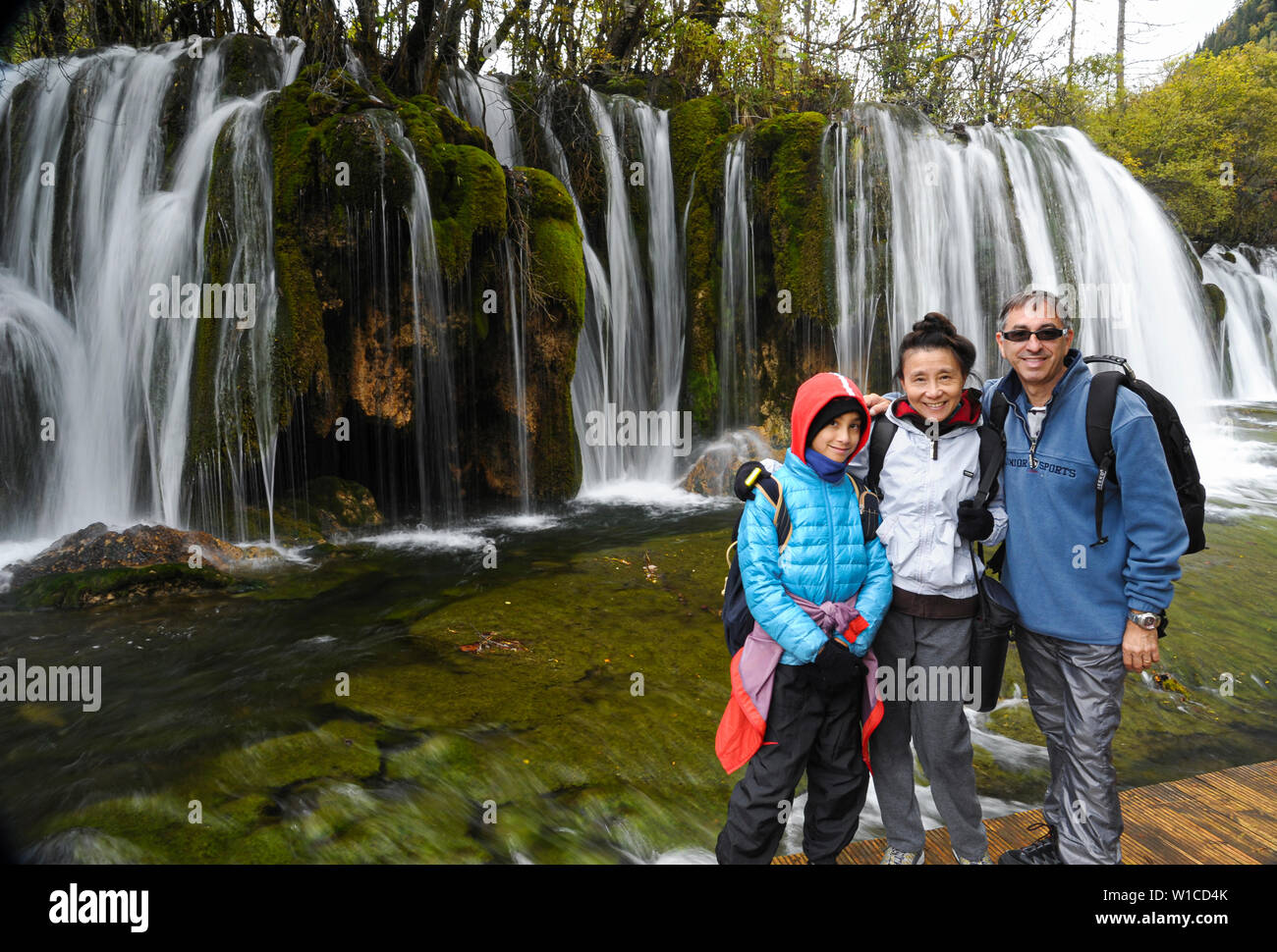 Arrow Bamboo Waterfall at Jiuzhaigou Sichuan, China before the devastating earthquake in 2017. Stock Photo
