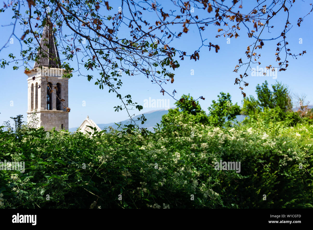 View of the Spoleto Cathedral in Umbria, Italy. Stock Photo