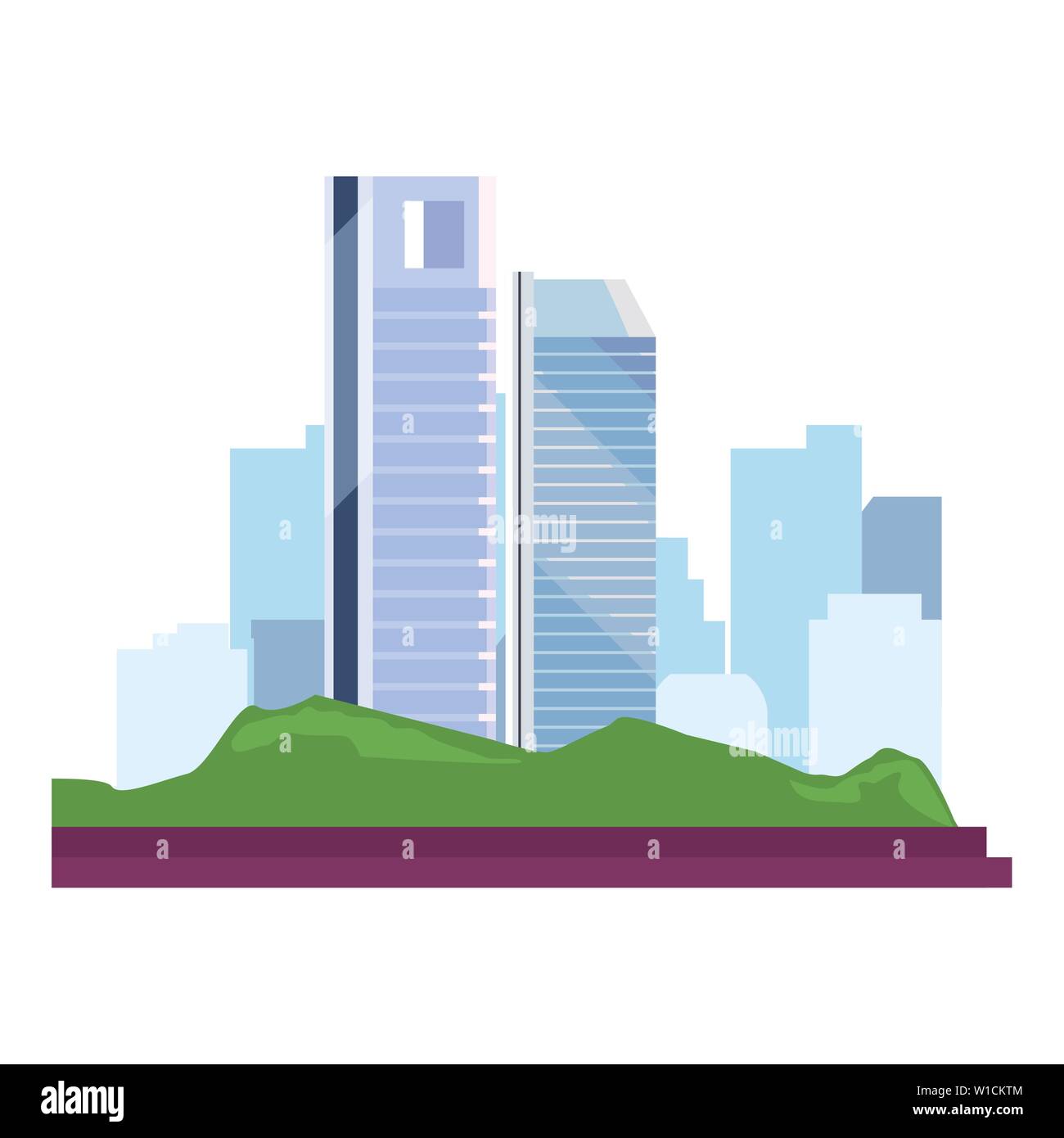 high building city towers park panorama vector illustration Stock ...