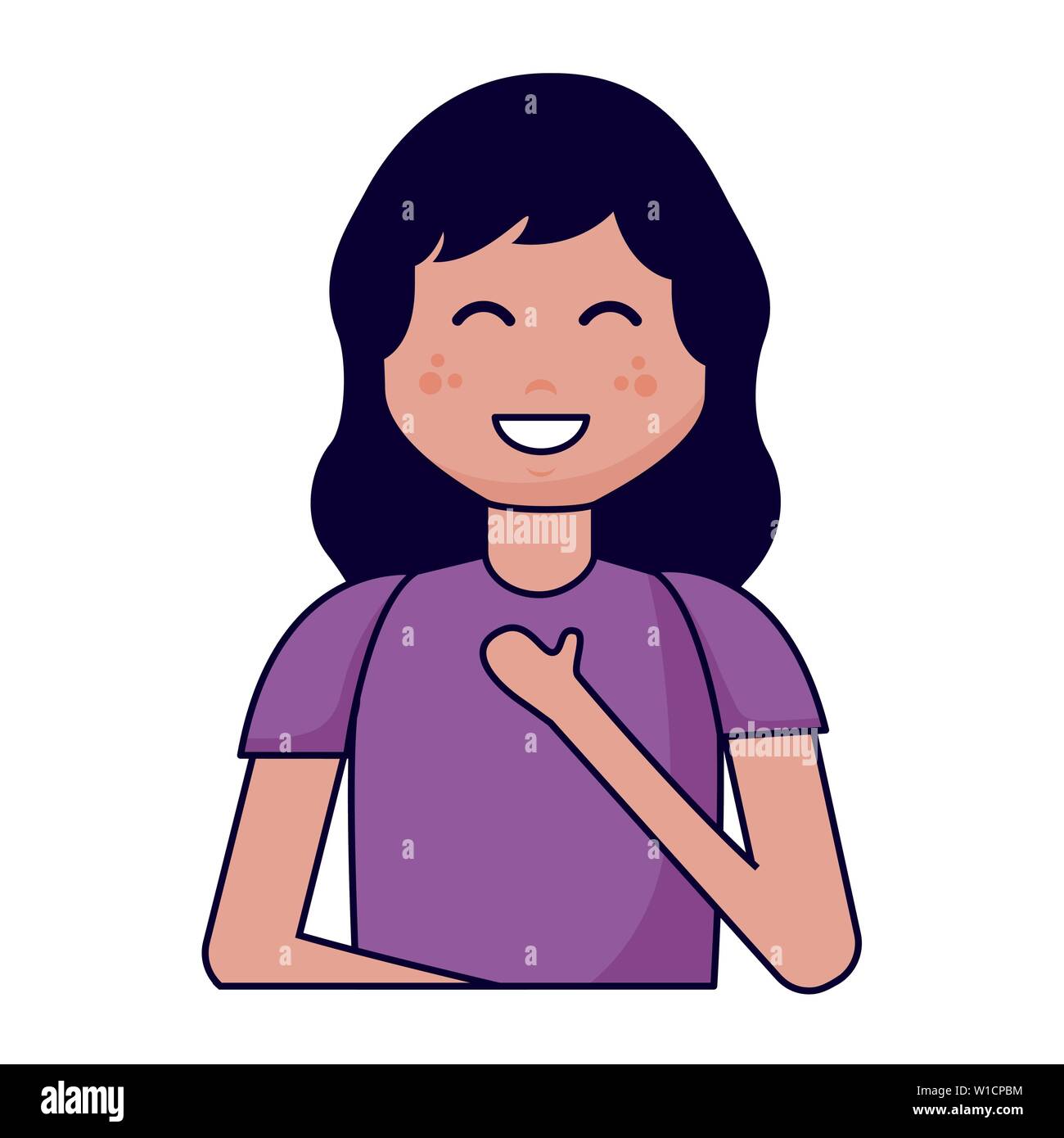 smiling girl character cartoon on white background Stock Vector Image ...
