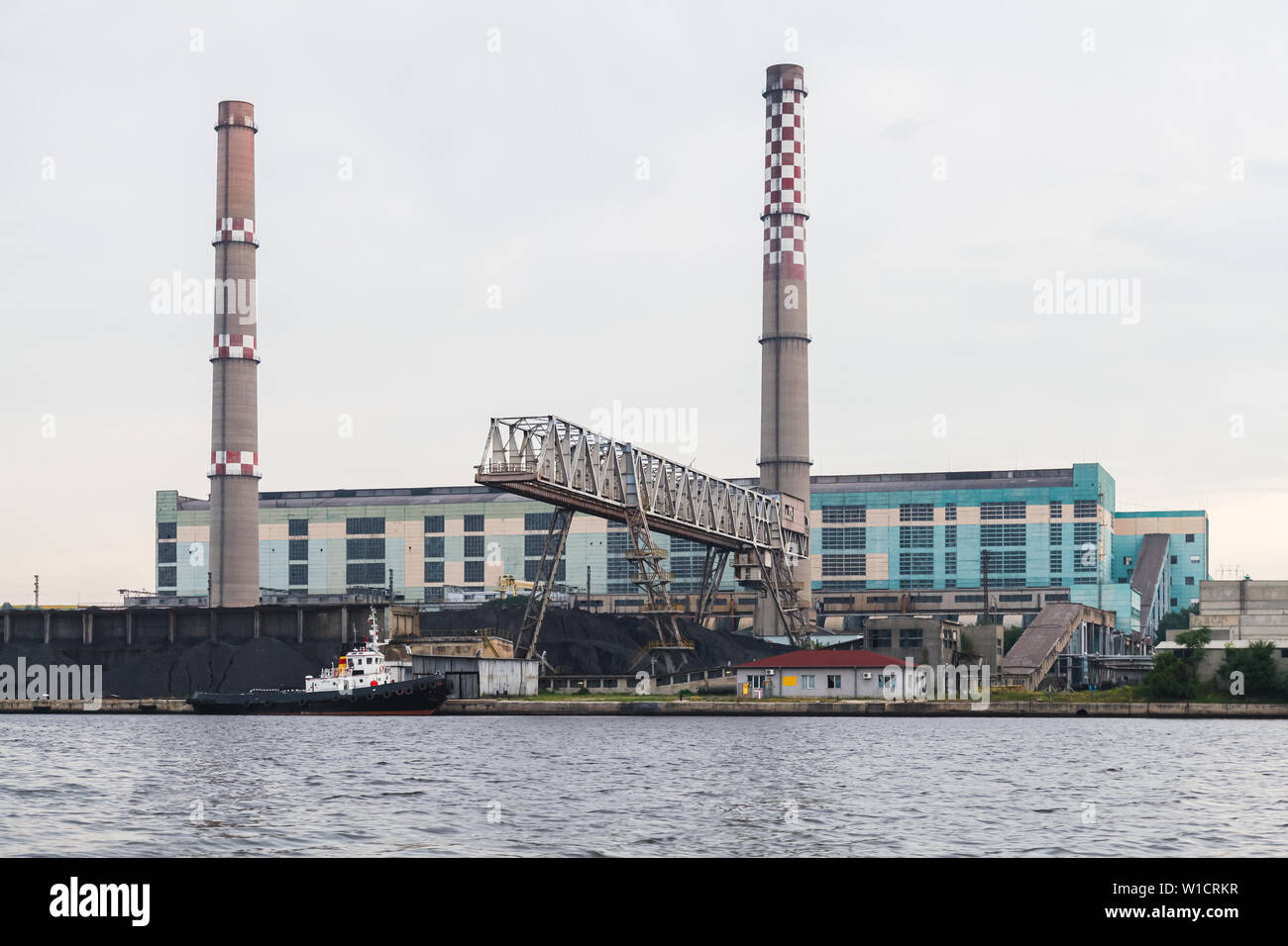 Varna Thermal Power Plant is located on the northern shore of the Lake Varna near the village of Ezerovo, Bulgaria Stock Photo
