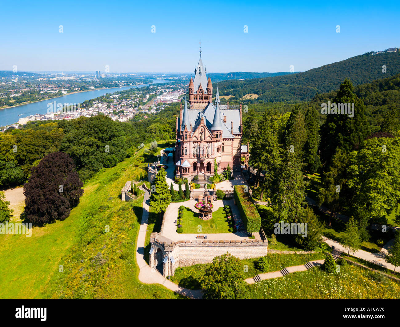 Schloss Drachenburg Castle is a palace in Konigswinter on the Rhine river near the city of Bonn in Germany Stock Photo