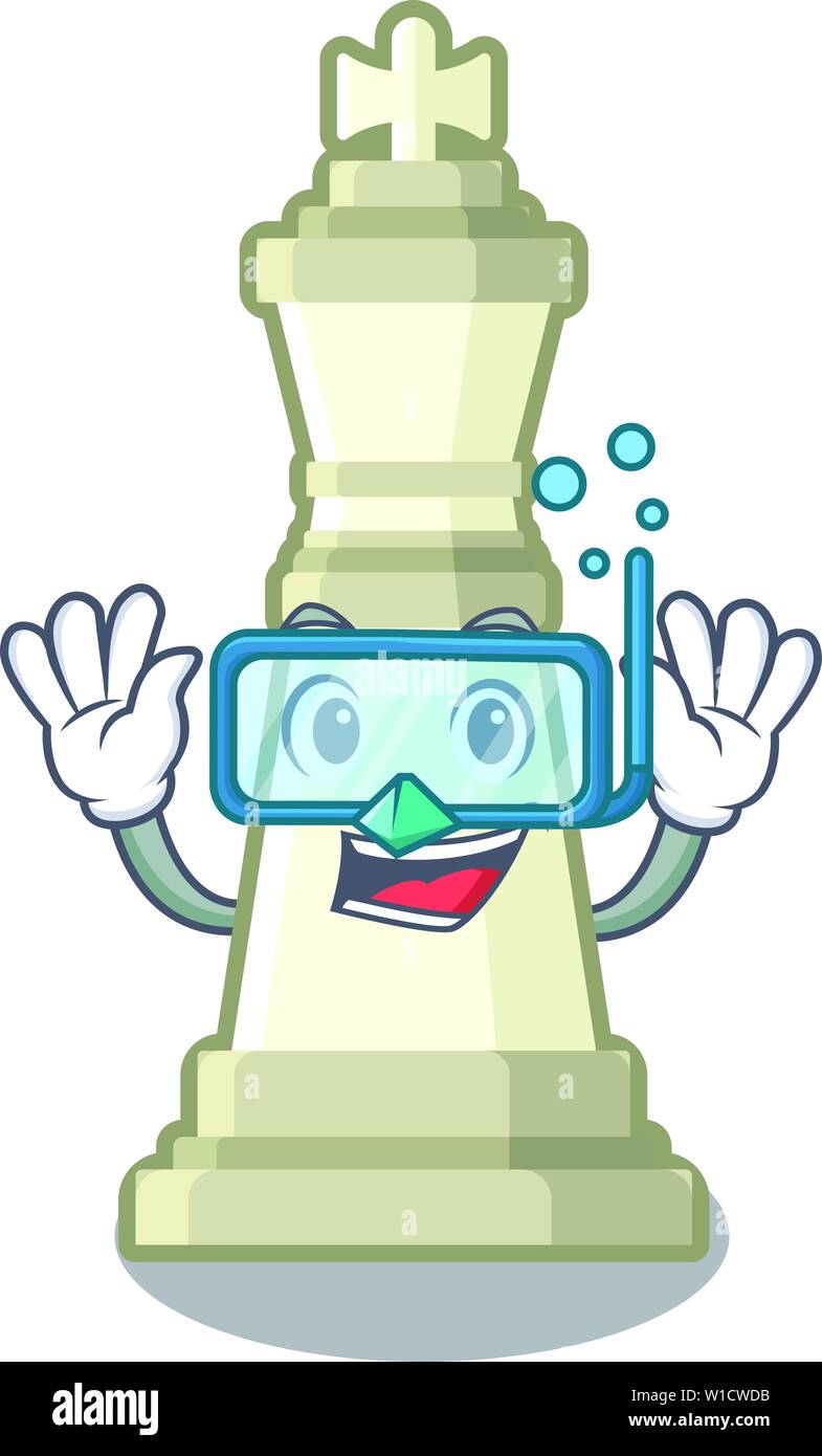 Diving chess king on a the mascot Stock Vector