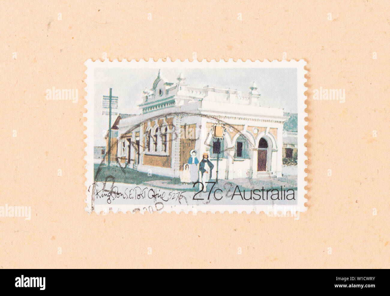 AUSTRALIA - CIRCA 1980: A stamp printed in Australia shows Kingston Post Office, circa 1980 Stock Photo