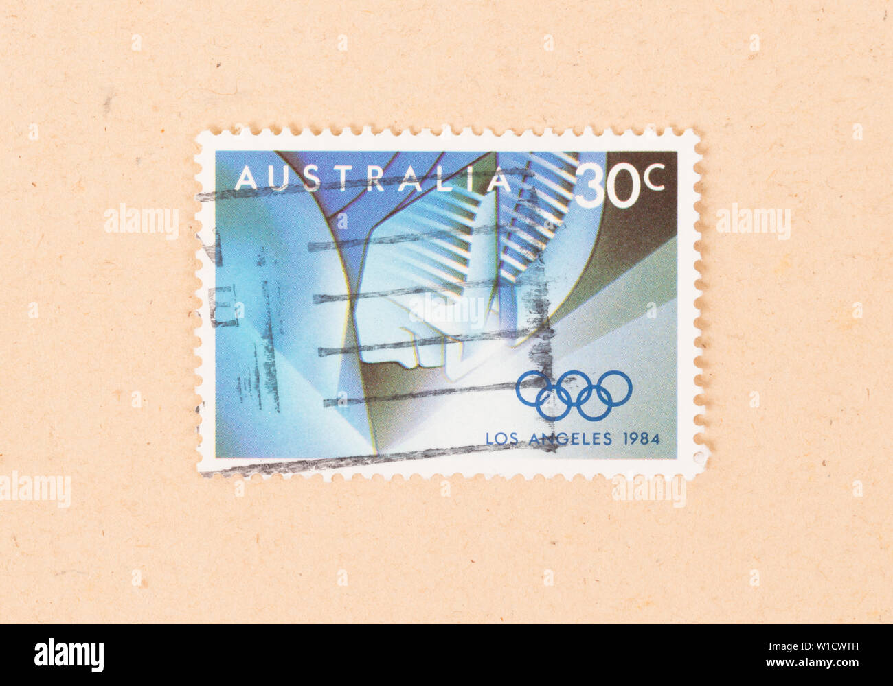 AUSTRALIA - CIRCA 1984: A stamp printed in Australia shows the Los Angeles Olympic games, circa 1984 Stock Photo
