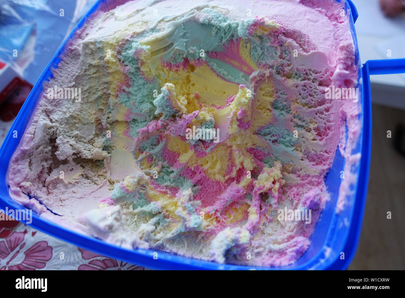 Rainbow multi colored Ice cream Stock Photo