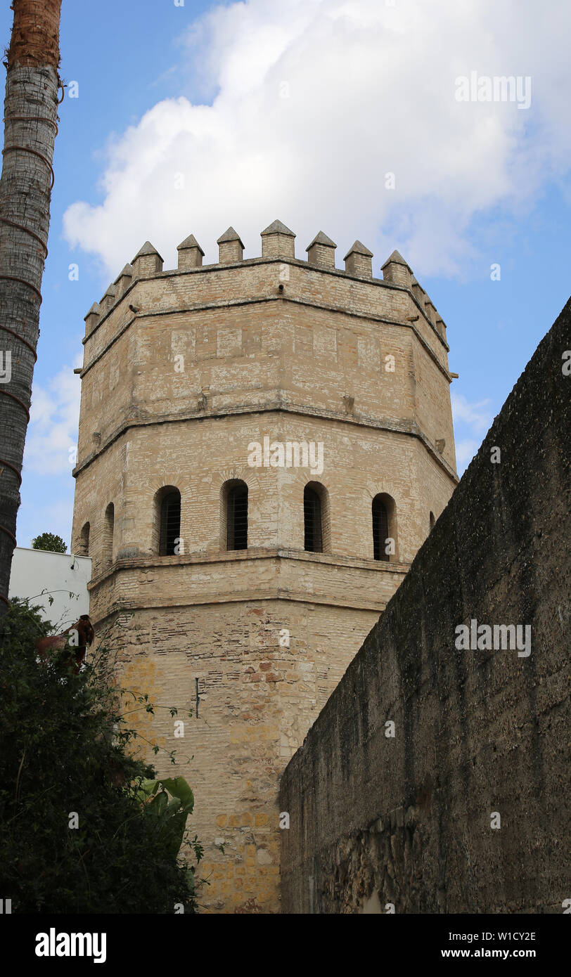 Spain. Seville. Tower of Silver. 13th century. Part of city walls. Octogonal. Stock Photo