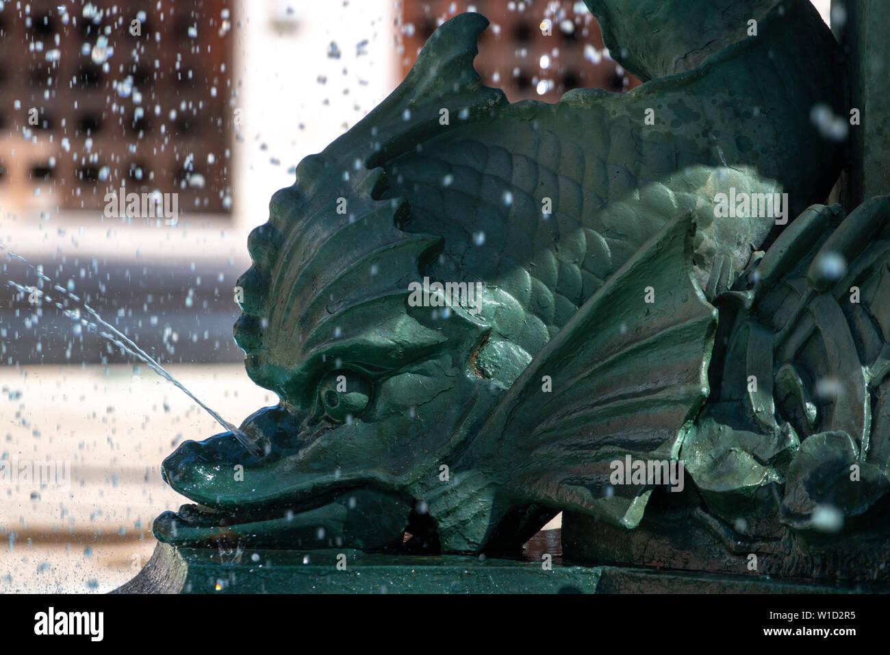 Close up view of a beautiful Fish statue fountain Stock Photo Alamy