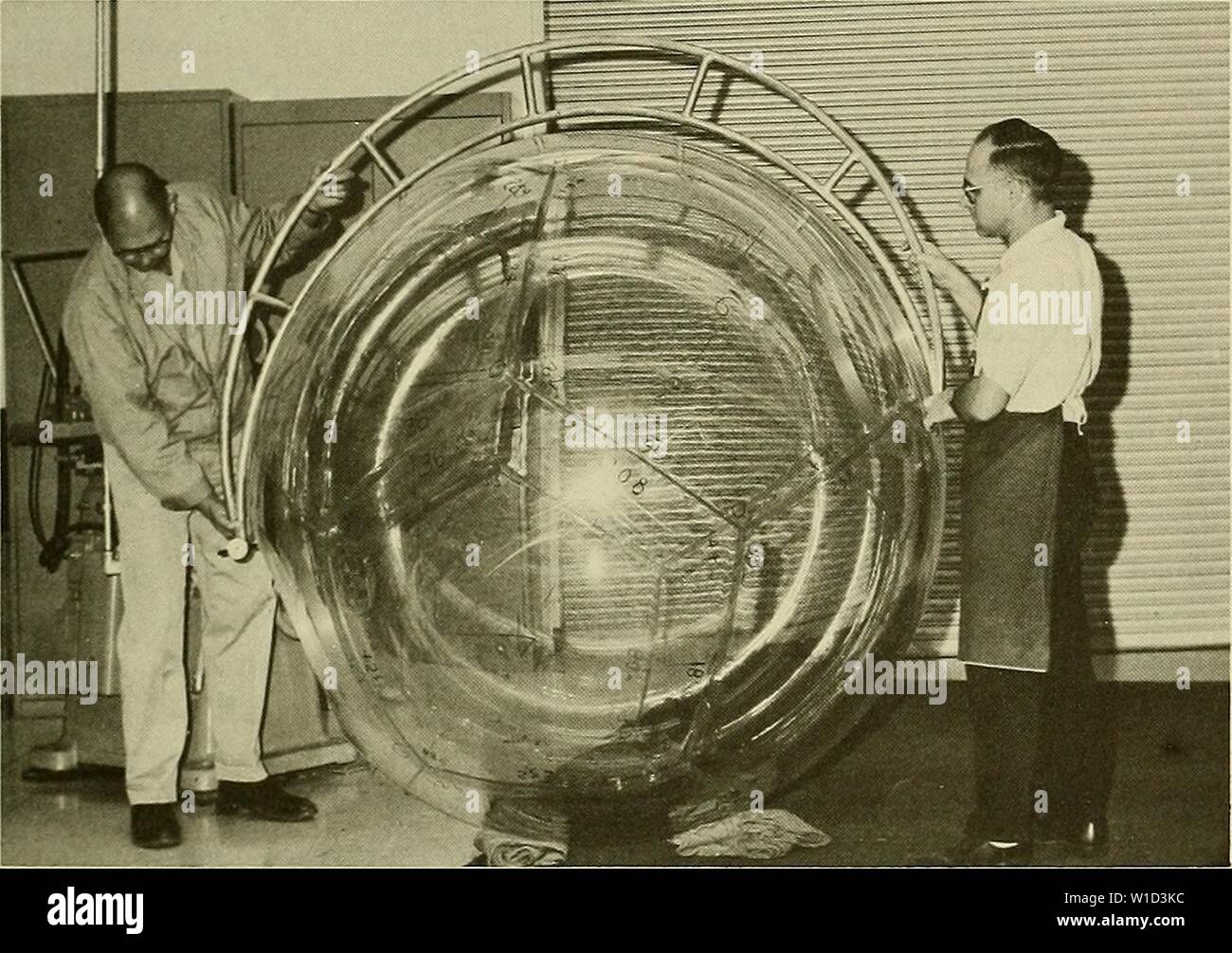 Archive image from page 88 of Development of a spherical acrylic. Development of a spherical acrylic plastic pressure hull for hydrospace application . developmentofsph00stac Year: 1970  to assembly varied from 2.285 to 2.585 inches and 30.702 to 30.345 inches, respectively, while the external sphericity and the diameter of the assembled capsule varied from 33.134 to 33.000 inches and 66.158 to 65.920 inches, respectively. The difference between sphericity measurements taken on indi- vidual pentagons and on the finished hull are attributed in a large measure to (1) mismatch between individual Stock Photo