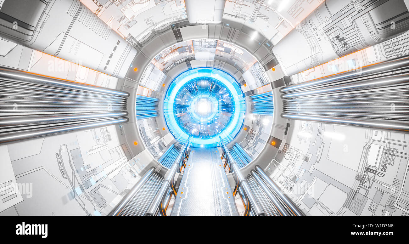 Sci Corridor Spaceship Interior That Leads To A Super