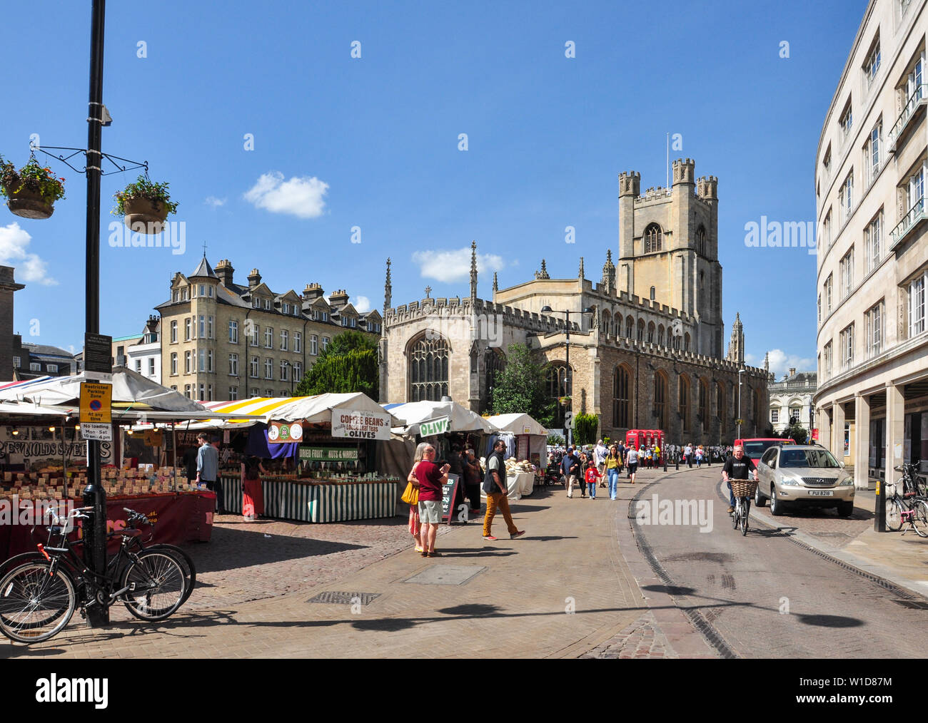The Market and Great St Mary's Church, Cambridge, England, UK Stock Photo