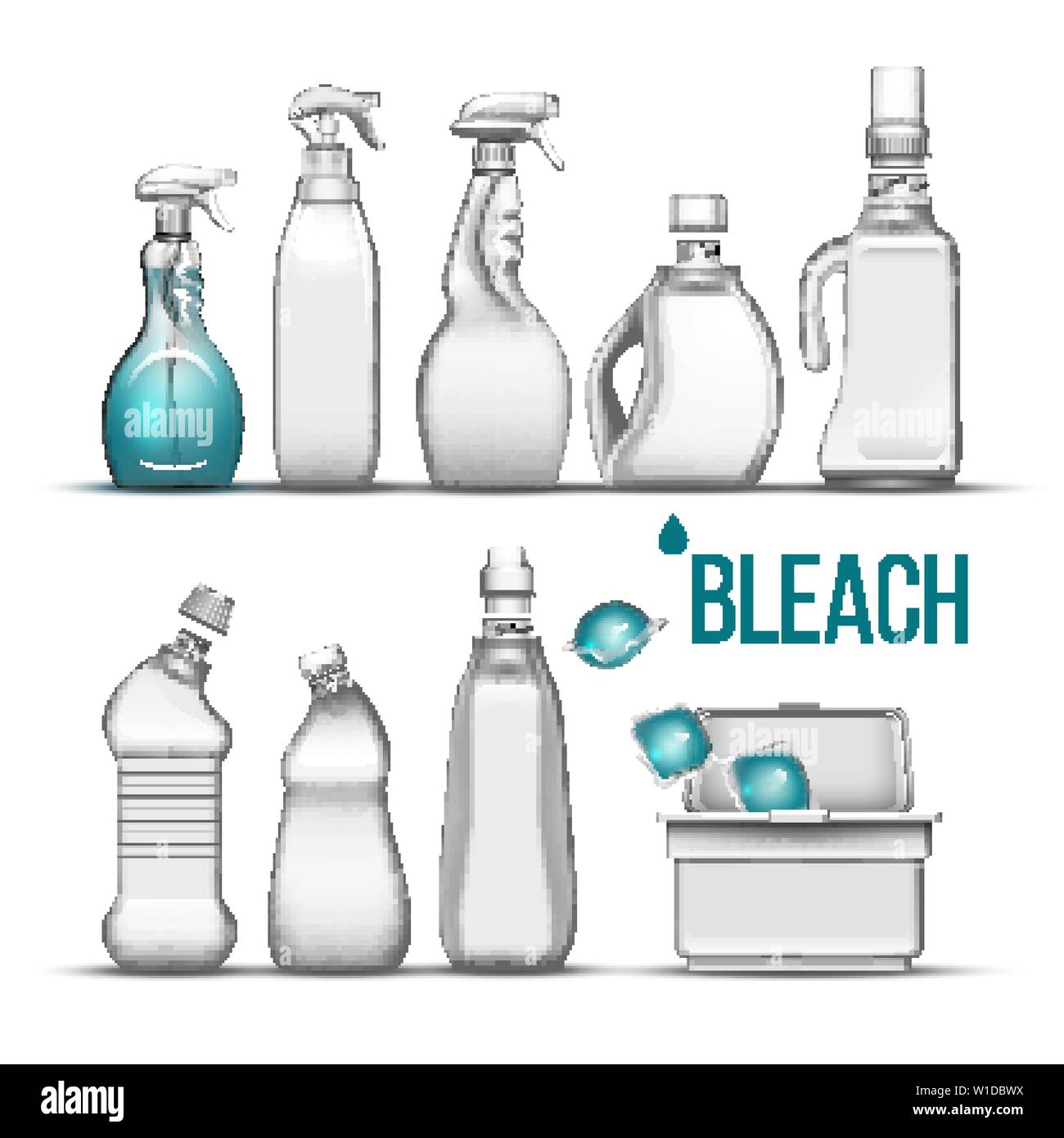 Plastic Bottle For Bleach Detergent Set Vector Stock Vector Image & Art ...
