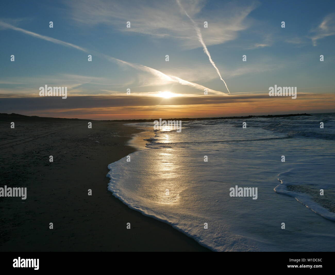 Sunset on Denmars North Sea Shore Stock Photo