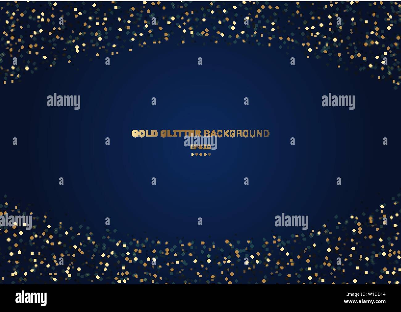 Gold glitter circles festive on dark blue background with space for ...