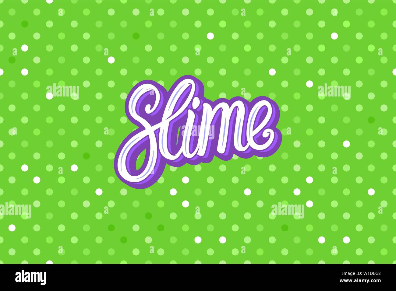 Slime lettering inscription. Green polka dot. Wide Seamless pattern Vector background Stock Vector