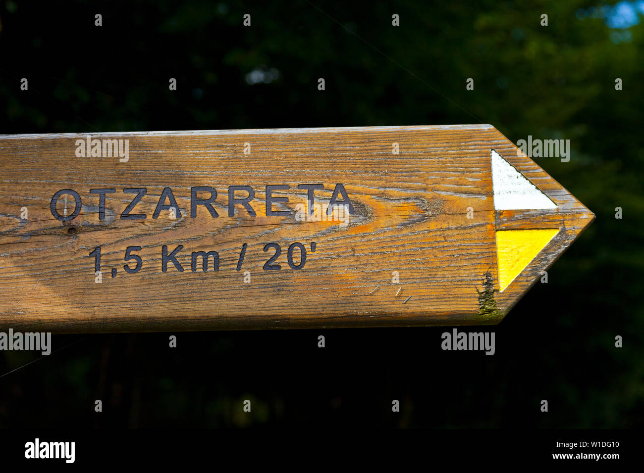 Basque Signage Path Signs. Hayedo Otzarreta Beech Forest. Gorbeia Natural Park ...