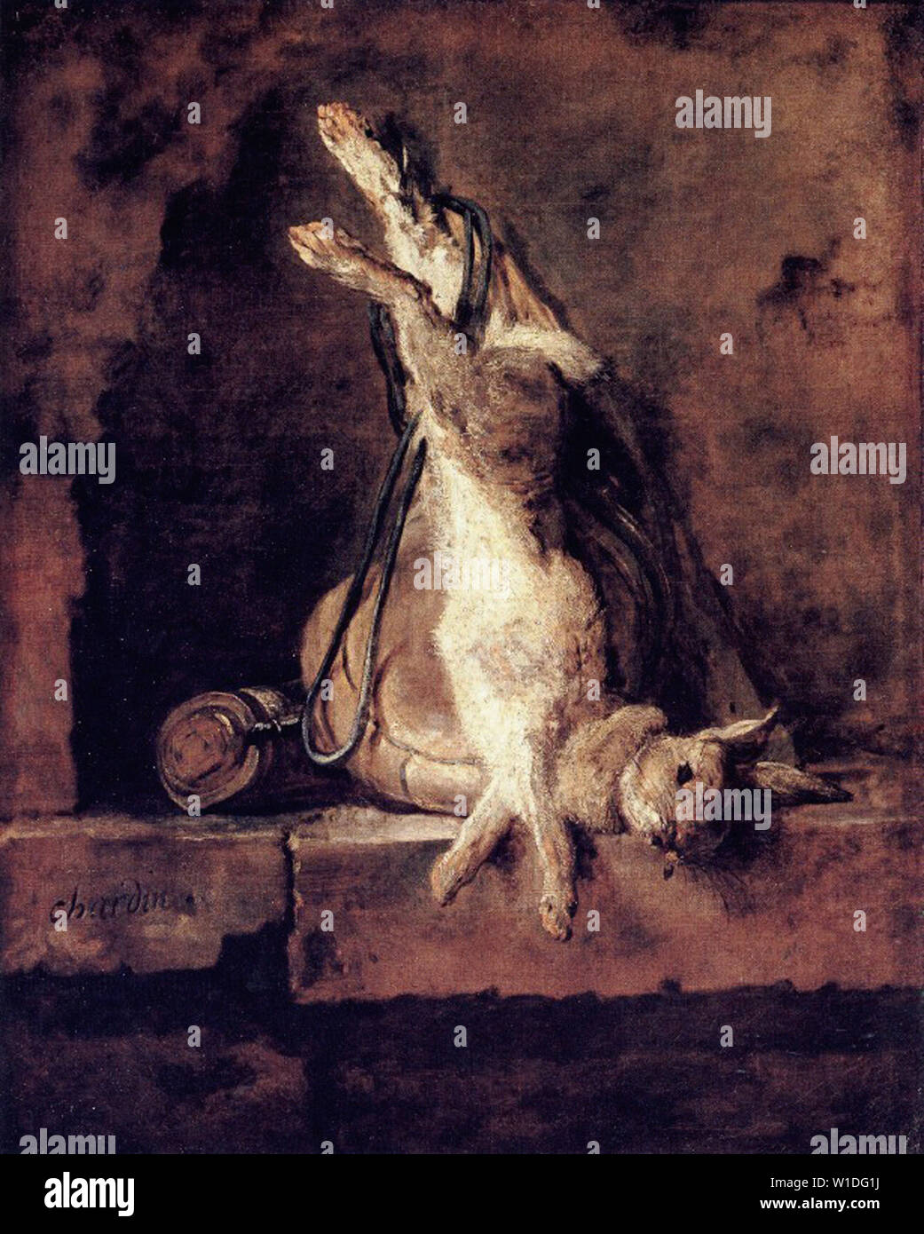 Jean Siméon Chardin - Wild Rabbit With Game Bag Powder Flask 1730 Stock ...