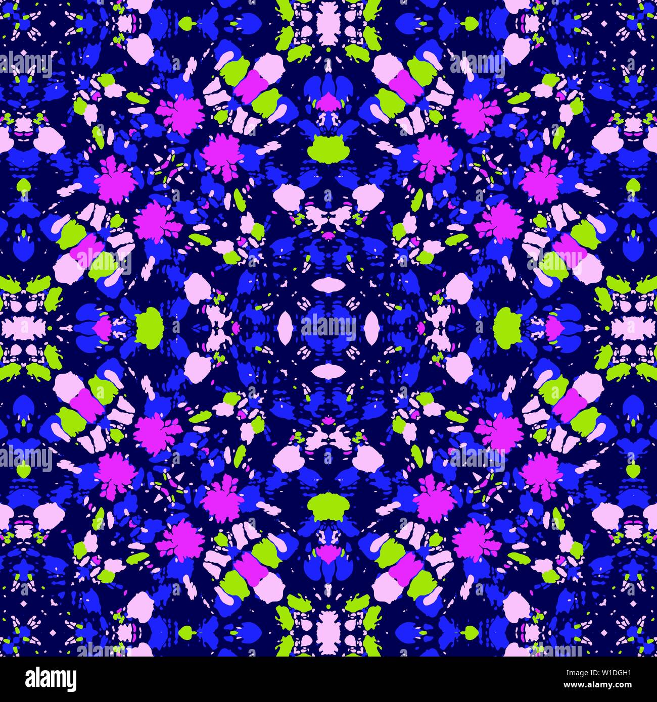 Bright Colorful Tie Dye Shibori Sunburst Kaleidoscope Mirrored Mandala ...