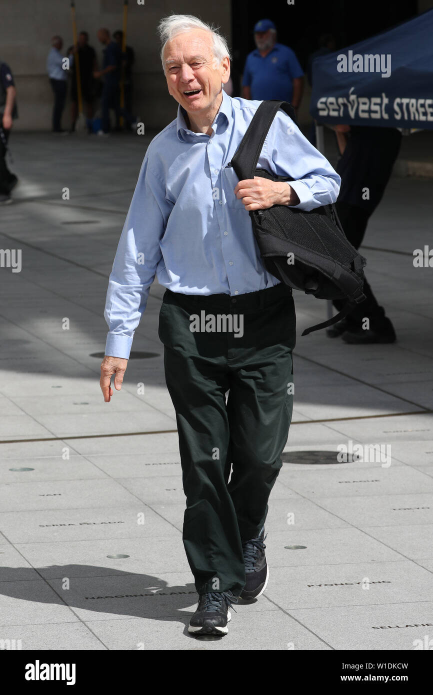 John Humphrys outside New Broadcasting House in central London, ahead of the publication of the BBC annual report and accounts for 2018/2019. Stock Photo