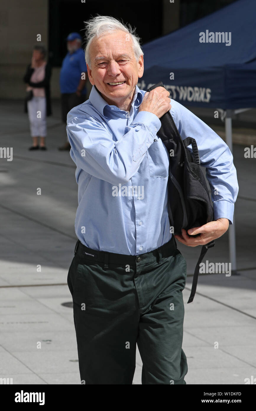 John Humphrys outside New Broadcasting House in central London, ahead of the publication of the BBC annual report and accounts for 2018/2019. Stock Photo