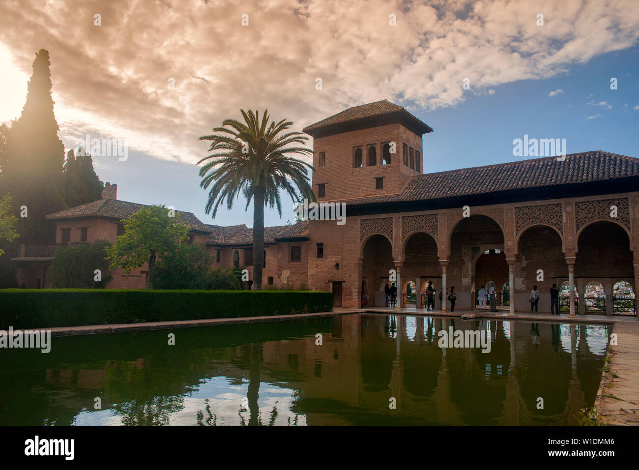Garden of the Nasrid palaces of the Alhambra of Granada, Spain Stock Photo