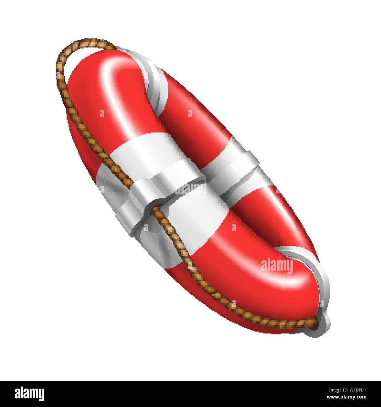 Red And White Ship Safe Life Circular Buoy Vector Stock Vector