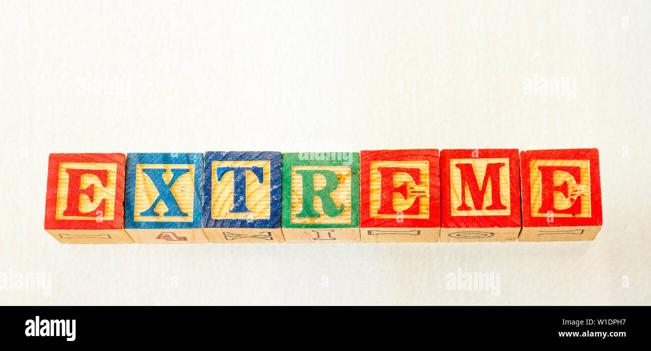 The term extreme visually displayed on a clear background using ...