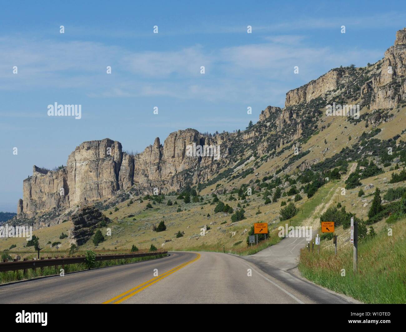 Runway truck ramp on a cliffside with dramatic landscape at Bighorn ...