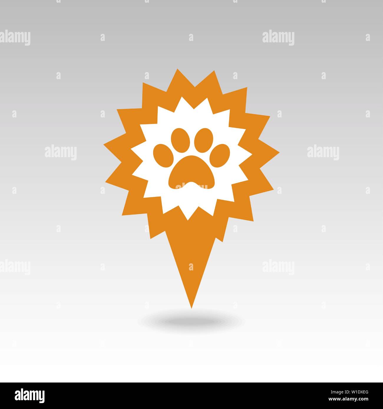 Dog paw pin map icon. Map pointer. Map markers. Destination vector icon ...