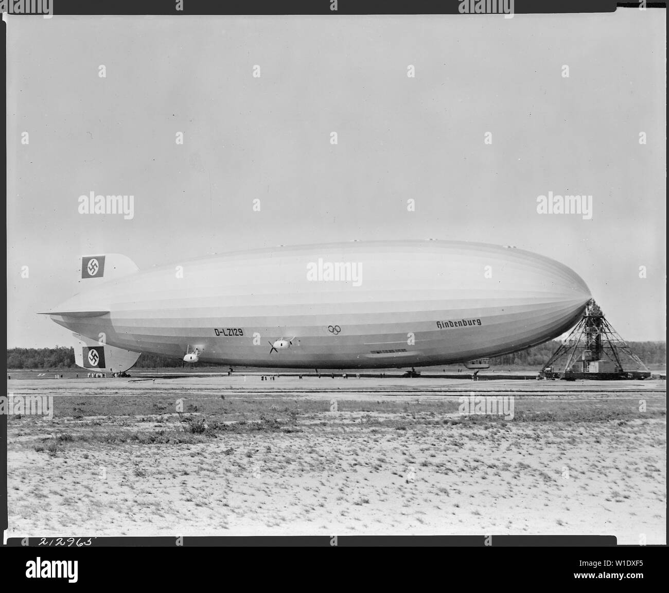 German airship Hindenburg at Lakehurst, New Jersey. Stock Photo
