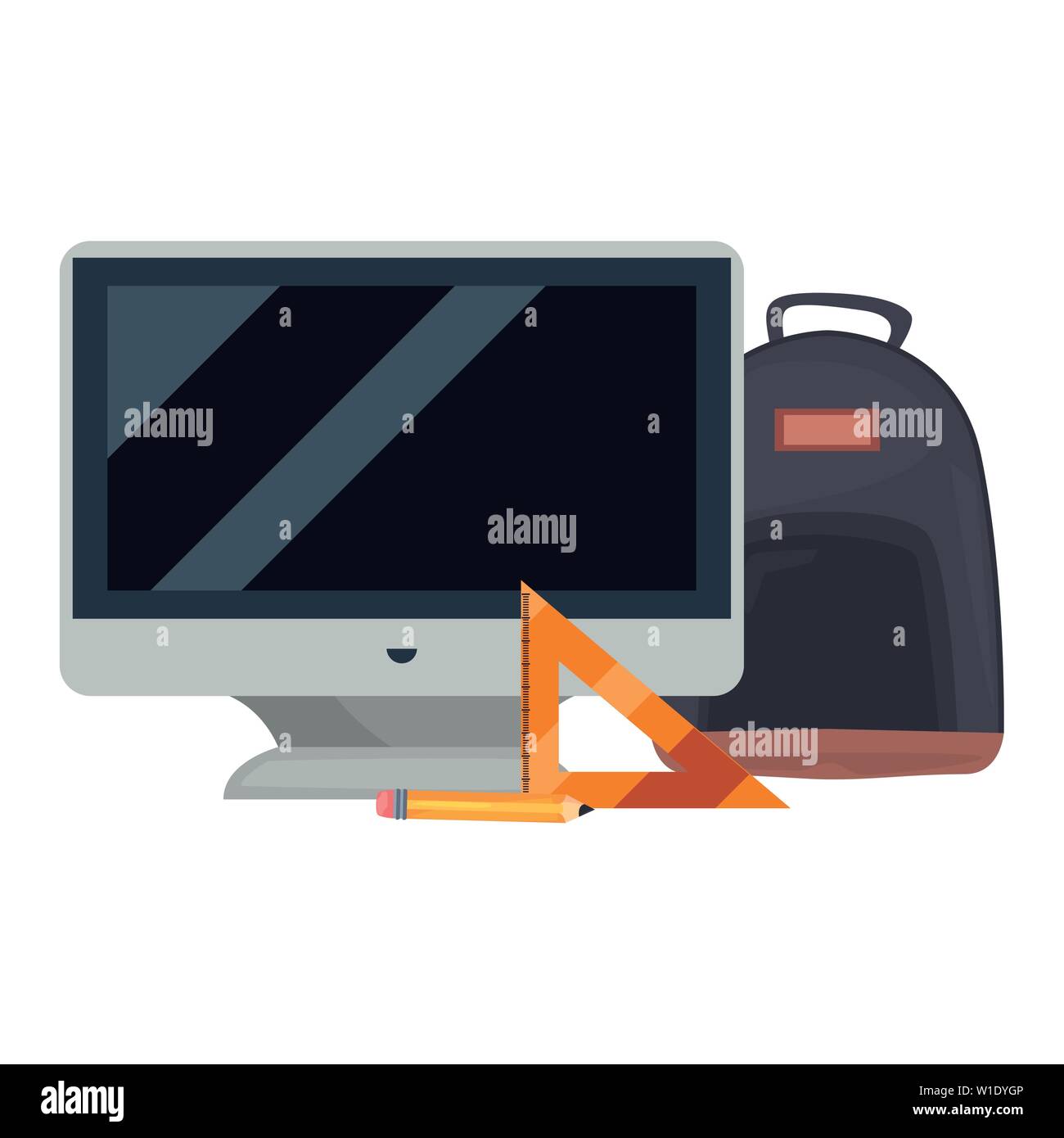 computer backpack triangle ruler pencil back to school vector ...