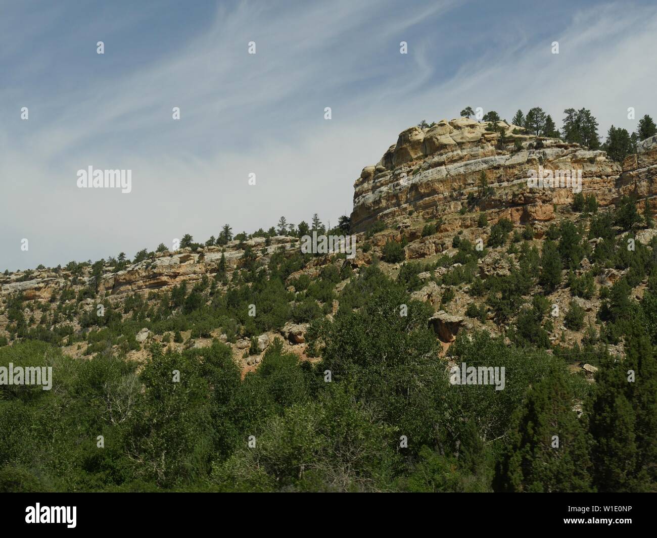 Upward shot of rock and geologic formations at the Bighorn Basin, Wyoming. Stock Photo