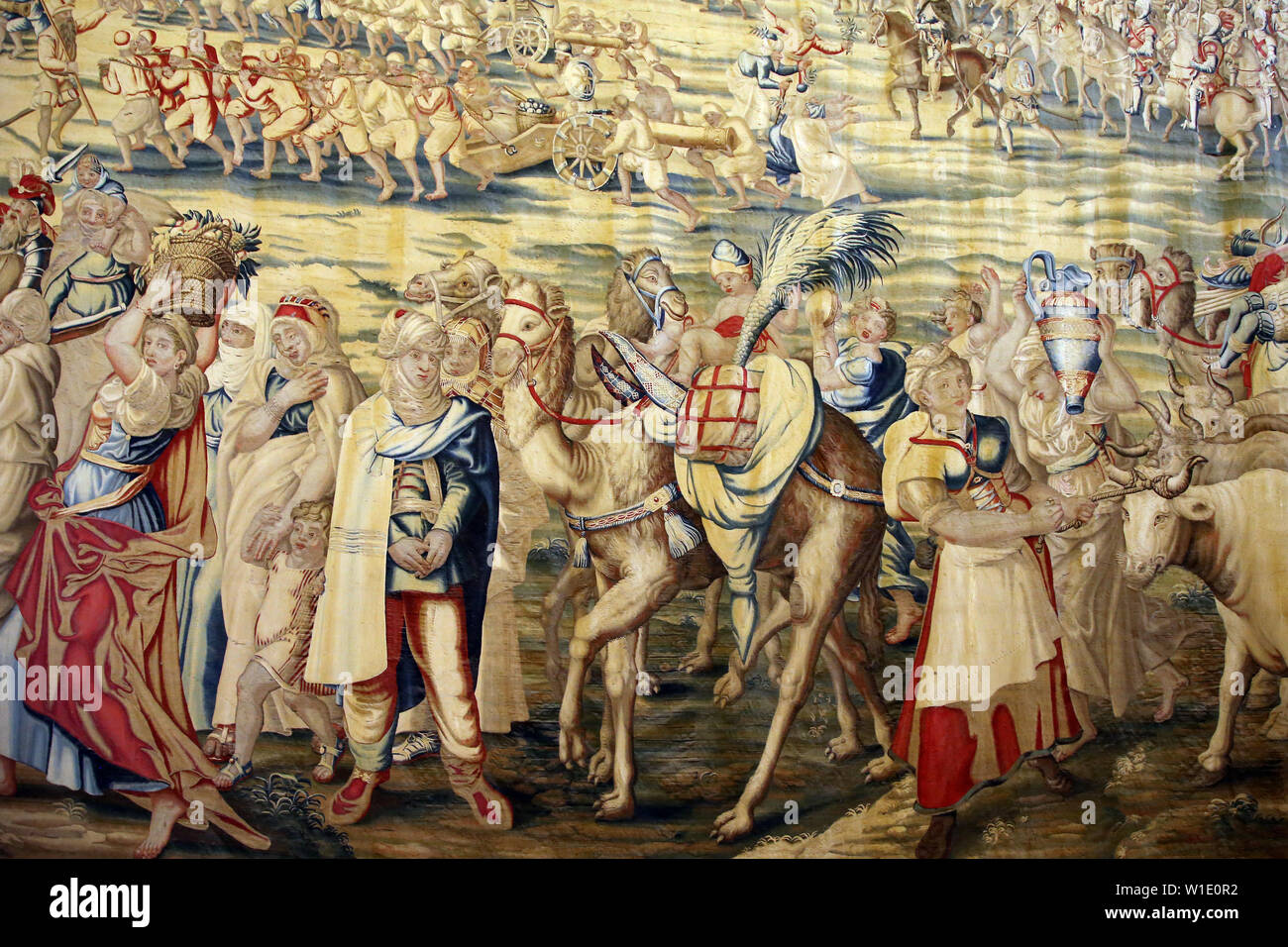 Conquest of Tunis (1535). Liberation of Tunisian captives. Tapestry XI. The army camps in Rada. 1740 Stock Photo