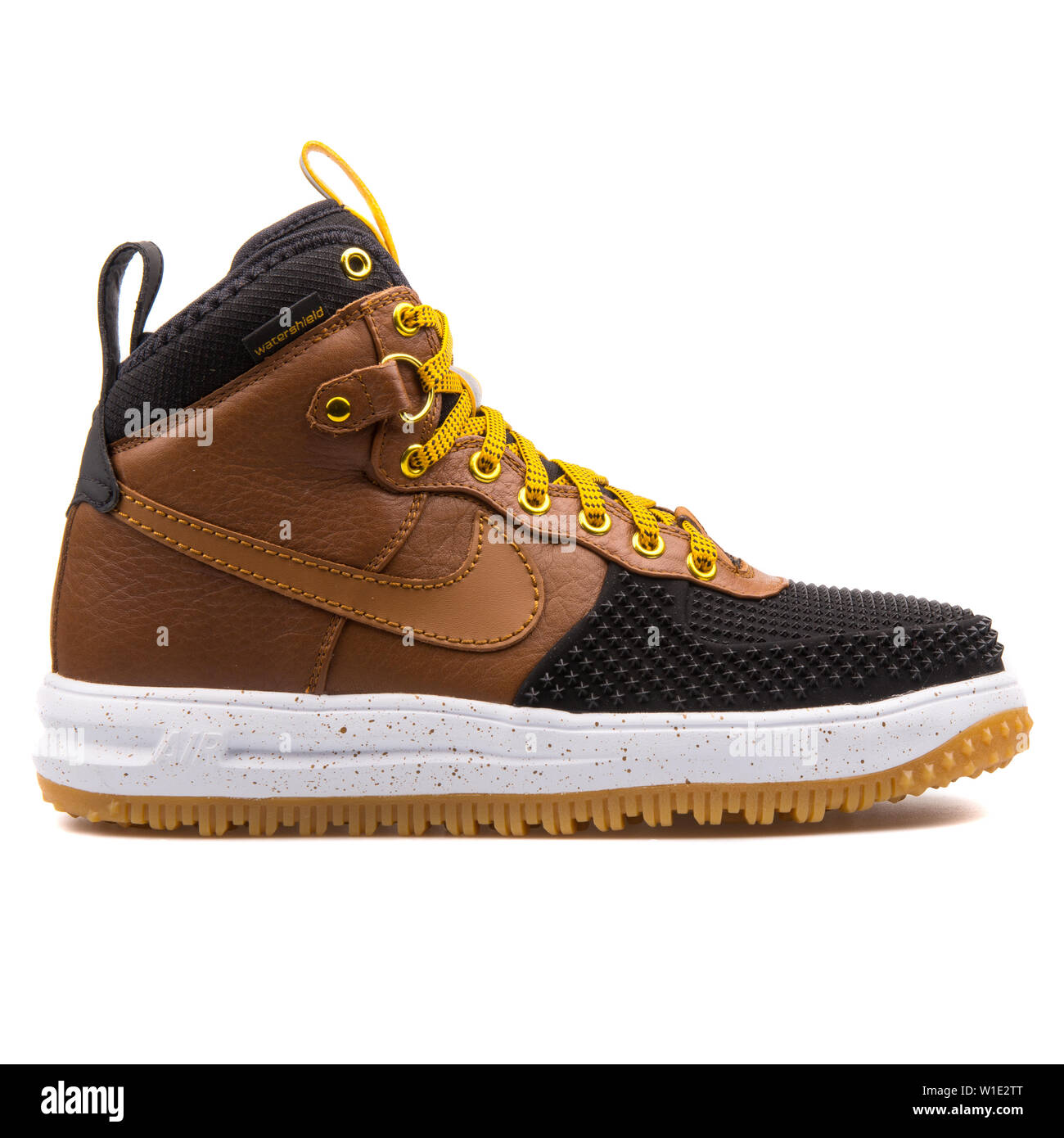 VIENNA, AUSTRIA - AUGUST 25, 2017: Nike Lunar Force 1 Duckboot black and  brown sneaker on white background Stock Photo - Alamy
