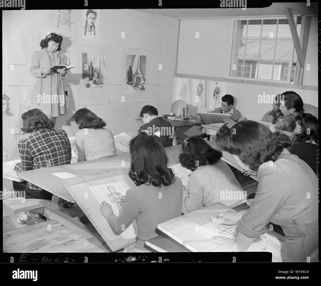 Granada Relocation Center, Amache, Colorado. High school classes in