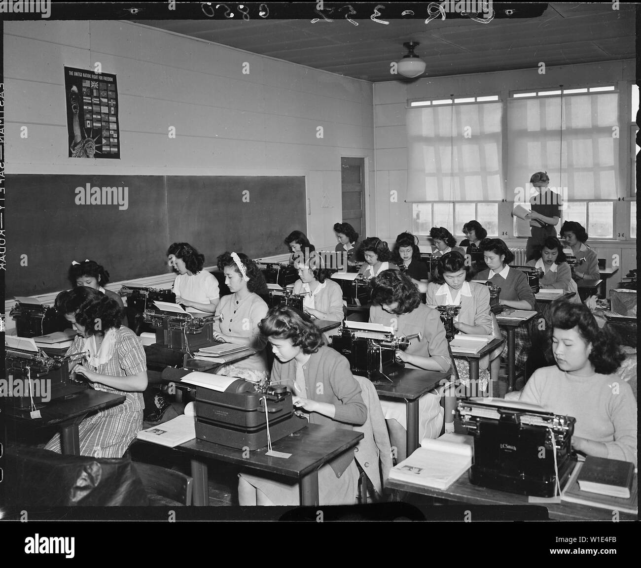 Granada Relocation Center, Amache, Colorado. High school typing class
