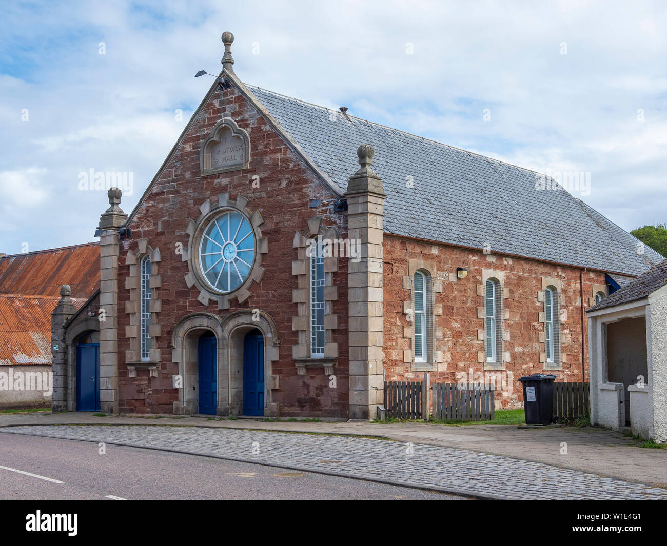 The Victoria Hall, High Street, Cromarty, Black Isle, Scotland. A 19th Century drill hall now used for community events. Stock Photo